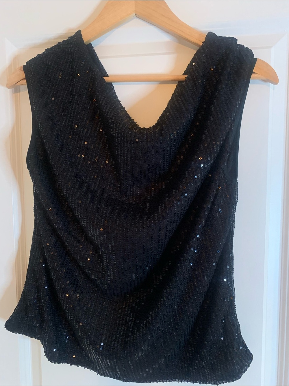 Black Sequin Cowl Neck Camisole